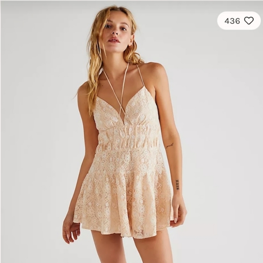 Free People Lexi Strappy Lace Romper
